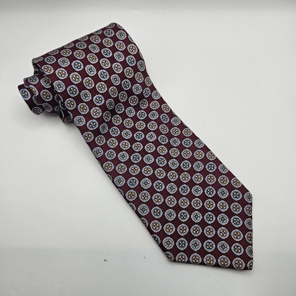 Joseph A‎ Bank Red Geometric 100% Silk Work Wedding Party Tie 58 7/8x3 7/8"